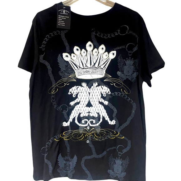 Christian Audigier Tops - NWT Christian Audigier Black White Crown Design 100% Cotton Tee Shirt Sz M